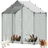 Vevor Poulailler , 3 x 1 x 2 m, enclos accessible avec couverture imperméable et cadre robuste, cage à volaille à toit pointu, enclos en plein air pour lapins, poules et oies