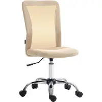 Vinsetto Chaise de bureau ergonomique hauteur réglable piètement chromé pivotant 360° revêtement maille beige