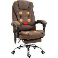 Vinsetto Fauteuil de bureau direction massant chauffant hauteur réglable dossier inclinable tissu aspect lin marron