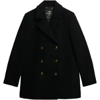 Superdry pour femme. W5012100A Veste noire à double boutonnage (16), Laine, Classique