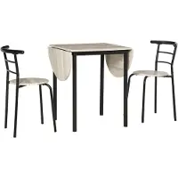 HOMCOM Ensemble table à manger extensible 3 pièces style industriel
