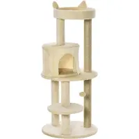 PawHut Arbre à chats multi-équipements griffoirs grattoirs plateformes niche jeu boule suspendue Ø 48 x 104H cm crème