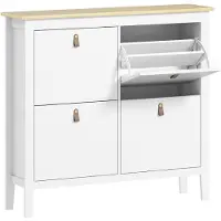 HOMCOM Meuble à chaussures armoire à chaussures 4 portes 4 étagères amovibles réglables dim. 105 x 24 x 95,5 cm blanc effet bois clair