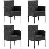 vidaXL Chaises de jardin avec coussins en noir 4 pcs. noir Polyrattan
