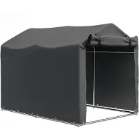 Outsunny Abri de jardin 2 x 1,6 x 1,65 m, abri vélo extérieur avec cadre en métal galvanisé, imperméable et résistant aux UV, tente de stockage pour vélo, moto, outils, gris foncé