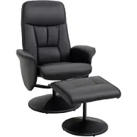 HOMCOM Fauteuil relax inclinable pivotant style contemporain avec repose-pied revêtement synthétique noir