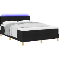 vidaXL Lit boxspring LED avec tête de lit, noir, 140 x 200 cm, tissu