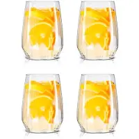 Alpina Set De Verres 4 Pièces ¿ Verre À Eau 44cl ¿ Verres Pour Eau, Jus Et Boissons ¿ Verres Compatibles Lave-Vaisselle ¿ Idée Cadeau Femme, Anniversaire
