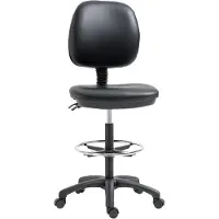 Vinsetto Tabouret à roulettes réglable en hauteur 69-91 cm avec dossier inclinable et repose-pieds réglable