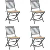 vidaXL Chaises de jardin pliantes 4 pièces avec coussins en bois massif d'acacia