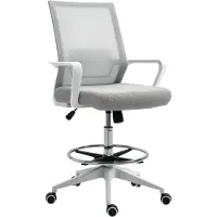 Vinsetto Fauteuil de bureau chaise de bureau assise haute réglable dim. 64L x 59l x 104-124H cm pivotant 360° maille respirante gris