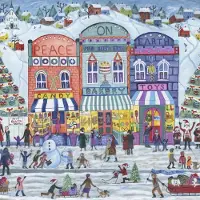 Alipson Puzzle carré Village de Noël Paix sur Terre 1000 pièces