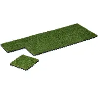 Outsunny Gazon Synthétique Artificiel Set De 10 Dalles Carreaux 30 X 30 Cm Épaisseur Confort 3 Cm À Emboîter Vert