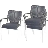 Mendler Lot de 4 chaises de conférence / visiteur Tulsa, empilable, tissu – siège gris, dossier gris