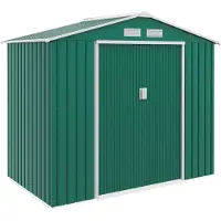 Outsunny Abri de jardin en métal 2,77 m² cabane de jardin 213 x 130 x 185 cm cabanon rangement outils avec fondation, porte coulissante verrouillables et 4 aérations - vert
