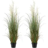 Vevor Herbe Artificielle en Pot 119,4 cm Roseaux Artificiels Lot de 2 Fausse Plante Artificielle pour Intérieur et Extérieur