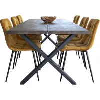 Ebuy24 Tony Salle à manger, 1 table à manger et 6 chaises, jaune et chêne.