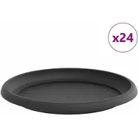 vidaXL Plateau À Fleurs Rond 24 Pcs Noir Ø 14 X 2 Cm Plastique