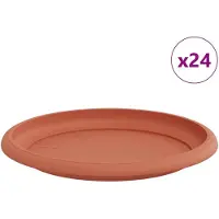 vidaXL Plateau À Fleurs Rond 24 Pcs Rouge Brique Ø 14 X 2 Cm Plastique