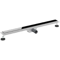 vidaXL Drain de Douche avec Couverture en Verre Noir 90 cm