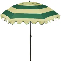 Edelman Parasol inclinable à volants - Parasol droit 238 x Ø195 cm - Protection solaire pour jardin ou balcon - Polyester, acier - Terra