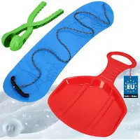 KOTARBAU Snowboard Enfant 68x20cm Bleu Vert Rouge PVC Luge Enfant 34x53cm Pince à Boule de Neige Sled Traineau Enfant Moule Boule de Neige