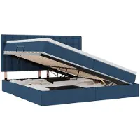 vidaXL Lit de rangement avec matelas Bleu 200 x 200 cm Polyester