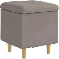 vidaXL Coffre de rangement en forme de pouf, couleur taupe, 40 x 40 x 45 cm, revêtement en tissu