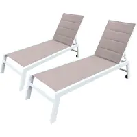 Happy Garden Lot De 2 Bains De Soleil Barbados En Textilène Taupe - Aluminium Blanc