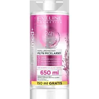 Eveline Cosmetics Fluide micellaire à l'acide hyaluronique Eveline Facemed+ 3 en 1 - Peaux très sensibles et sèches 650 ml