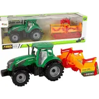Lean Toys Tracteur vert avec cultivateur orange pour enfants