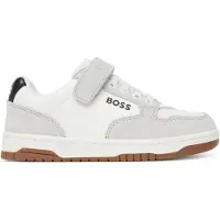 BOSS Baskets enfant en cuir nappa et toile avec logos