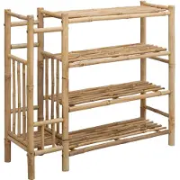 vidaXL Rack à chaussures avec étagère Naturel 88 x 27 x 80 cm Bambou