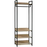 Happyment Armoire debout Hubert - Avec étagère à chaussures - Design vintage - Porte-manteau XL - Crochets pour armoire - Bois & métal - 3 étagères