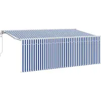 vidaXL Store rétractable rayé bleu 350 x 200 cm Tissu
