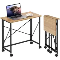 HOMCOM Bureau pliant : petit bureau pliant de 80 cm avec roulettes