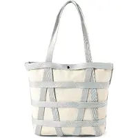 Tom Tailor DENIM Cabas 'Jada' gris clair / blanc cassé