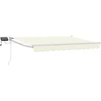 vidaXL Store à bras articulés manuel avec LED, crème et blanc, 3,5 x 2 m