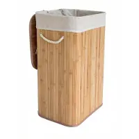 Hoppa! Hoppa ! Grand panier à linge pliable en bambou, panier de rangement, bambou, noir, 40 x 30 x 60 cm