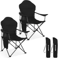 TRVLMORE Chaises de camping XXL - pliables - 2-Pack - Capacité de charge 160KG - Sac de transport inclus - Chaise pliante - Chaise de pêche - Chaise de camping - Chaise pliante - Noir