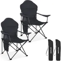 TRVLMORE Chaises de camping XXL - pliables - 2-Pack - Capacité de charge 160KG - Sac de transport inclus - Chaise pliante - Chaise de pêche - Chaise de camping - Chaise pliante - Gris
