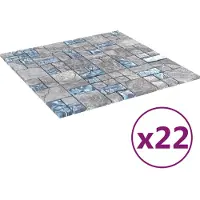 vidaXL Carrelage en mosaïque 22 pcs Gris et bleu 50 x 50 cm Verre