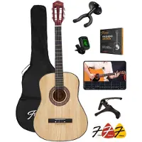 Finesse Acoustic Guitar - with Video Course - Nylon Strings - Classical Guitar - Spanish Guitar - Child - Adults - Natural
