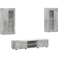 vidaXL Ensemble de meubles TV avec étagère FLORIN, 3 pièces, gris béton, aggloméré