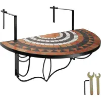 TecTake Table de balcon rabattable 75 x 65 x 62 cm - terracotta/blanc