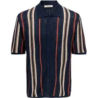 Only & Sons Vestes en maille 'ONSLEON' bleu foncé / noisette / rouge orangé / blanc