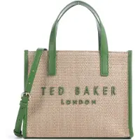 Ted Baker sac à main sac à épaule bandoulière Paolina Faux Raffia Small Icon Bag Green beige