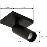 Arcchio Plafonnier , Brinja Slim, dimmable, Noir, Couloir, Aluminium, Moderne