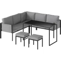 Outsunny Salon De Jardin D'angle Design 7 Places Avec Table À Manger 2 Repose-Pieds