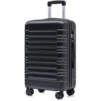 YONSLY Valise à roulettes Valise de voyage Valise à roulettes Bagage à main, avec 4 roulettes 360°, valise rigide, serrure à combinaison, poignée souple en caoutchouc (XL, noir)